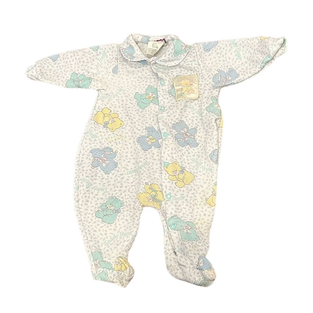 Vintage Baby Pajamas Cute Teddy Bear Rattle 6-9 Months Fisher Price Colorful